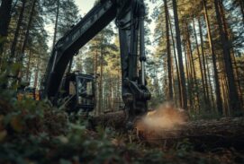 create an image of a feller buncher